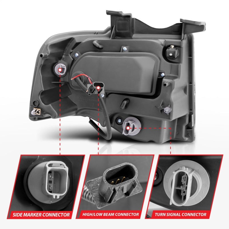 Anzo 2007-2014 Ford Expedition Projector Headlights w/ Halo Black