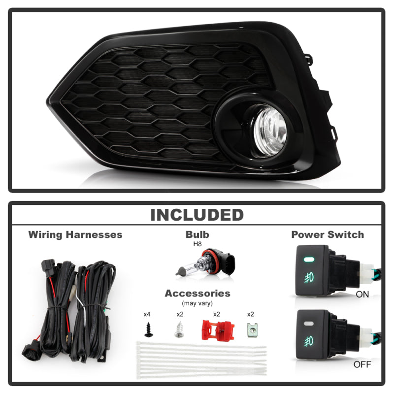 Spyder 16-17 Honda Civic 3DR Hatchback Only OEM Fog Light w/Switch - Clear (FL-HC2017-H-C) 9043321