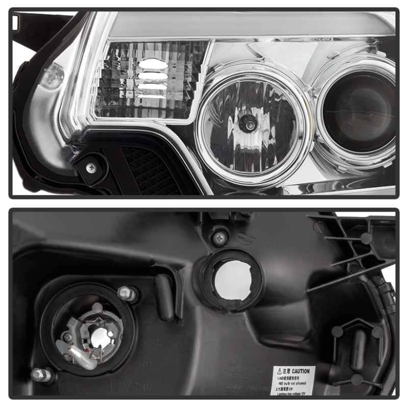 Spyder Toyota Tacoma 12-16 Projector Headlights Light Bar DRL Chrome PRO-YD-TT12-LBDRL-C 5081704