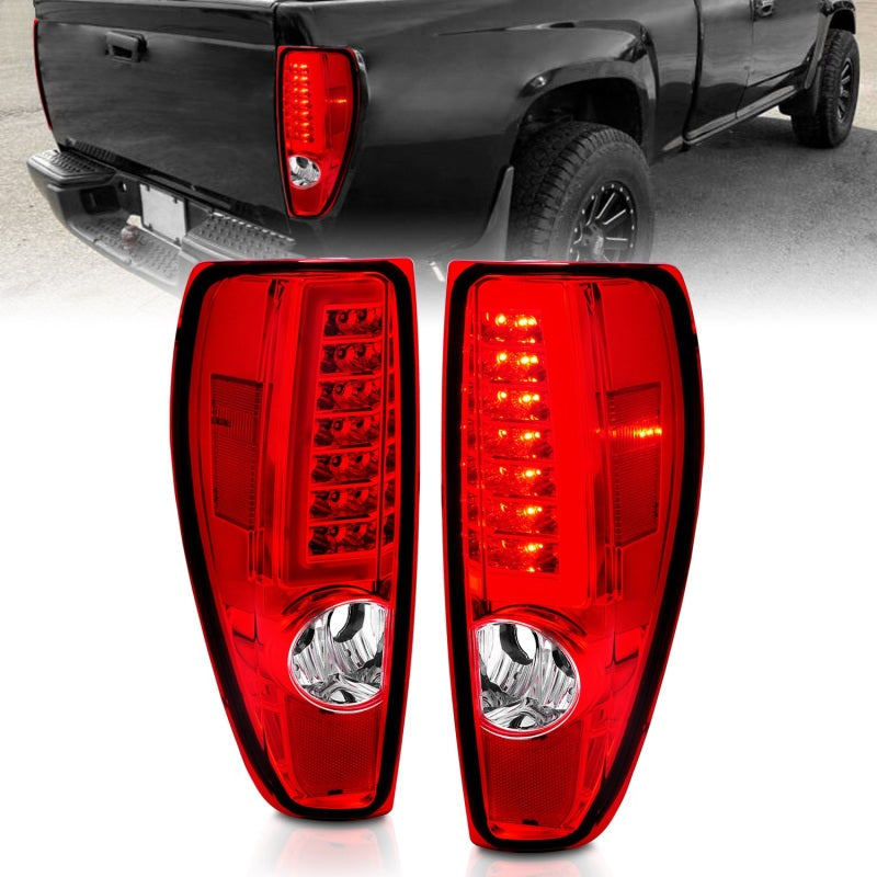 ANZO 2004-2012 Chevrolet Colorado/ GMC Canyon LED Tail Lights w/ Light Bar Chrome Housing Red/Clear 311384