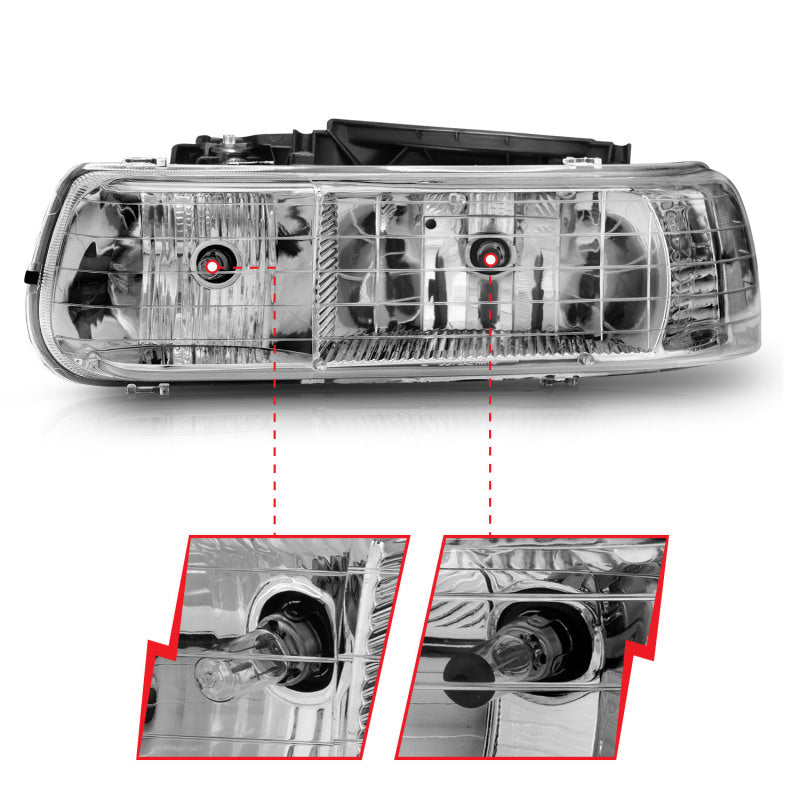 Anzo 1999-2002 Chevrolet Silverado 1500 Crystal Headlights Chrome