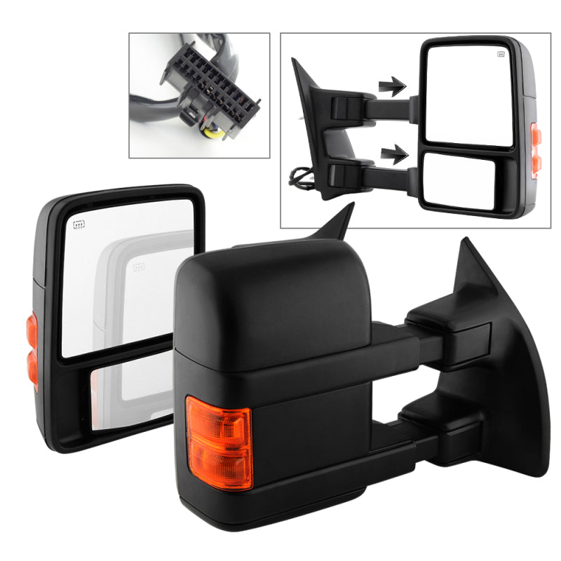 SPYDER Xtune Ford Superduty 08-15 L&R Extendable Power Heated Adjust Mirror Amber MIR-FDSD08S-PW-AM-SET 9935756