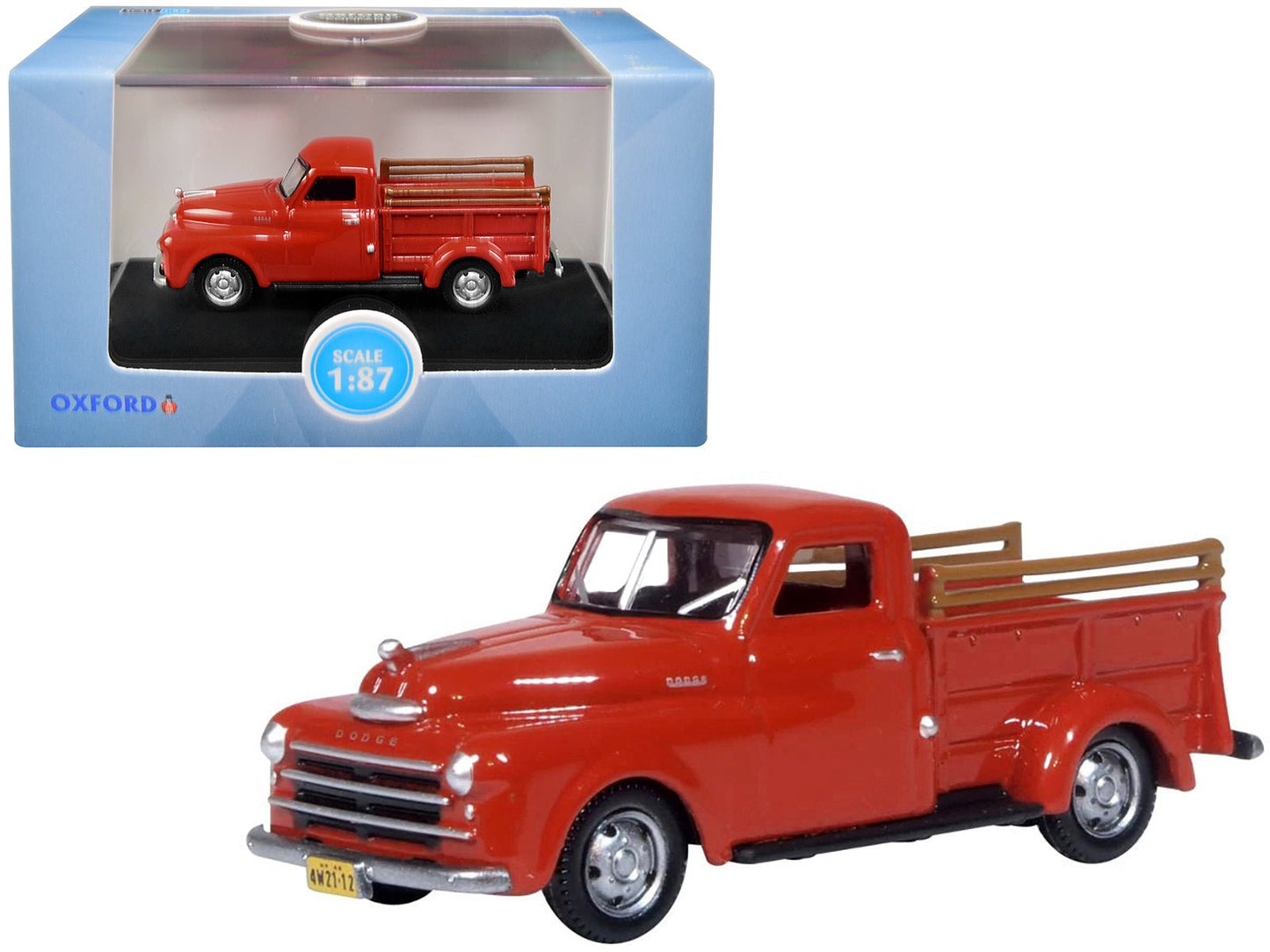 1948 Dodge B-1B Pickup Truck Red 1/87 (HO) Scale Diecast Model Car by Oxford Diecast  free shipping USA