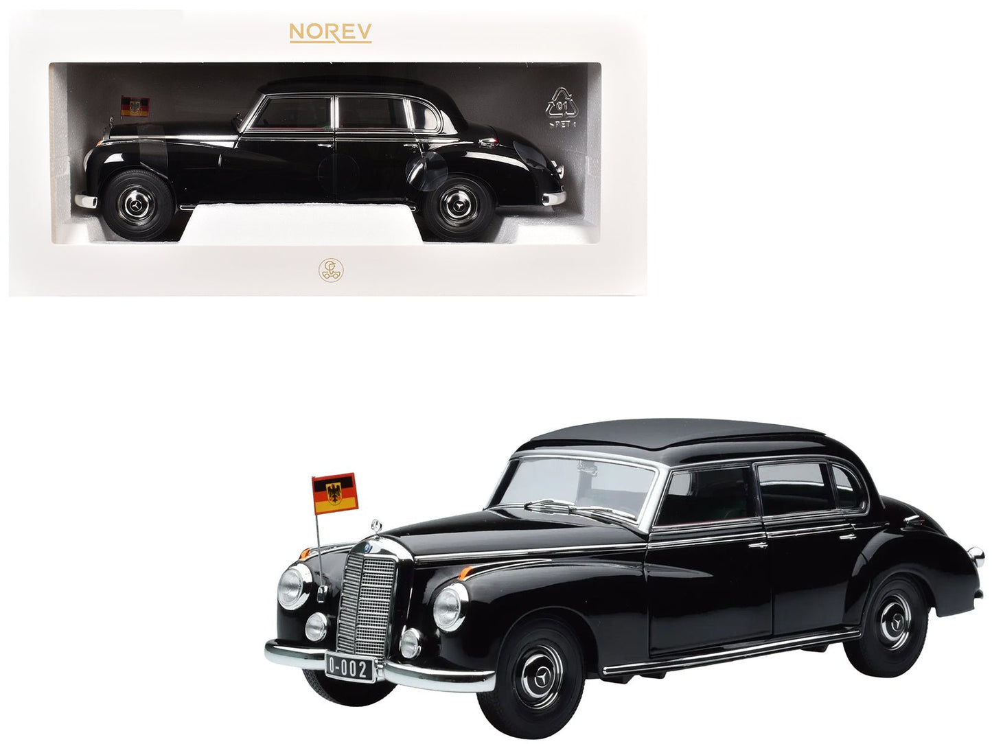 1955 Mercedes-Benz 300 Black "German Chancellor Konrad Adenauer" 1/18 Diecast Model Car by Norev  free shipping USA