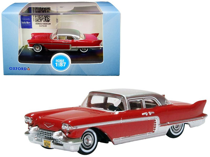 1957 Cadillac Eldorado Brougham Dakota Red with Silver Metallic Top 1/87 (HO) Scale Diecast Model Car by Oxford Diecast  free shipping USA