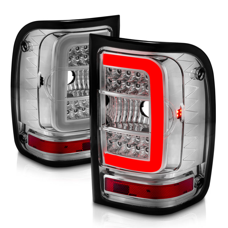 ANZO 2001-2011 Ford  Ranger LED Tail Lights w/ Light Bar Chrome Housing Clear Lens 311392