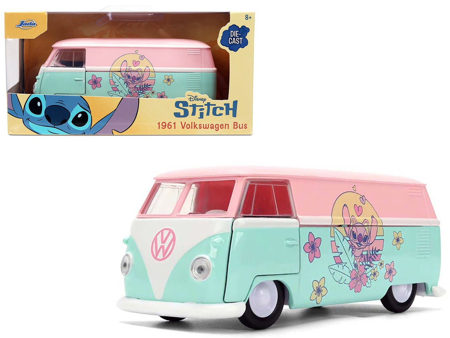 1961 Volkswagen Bus Pink and Blue with Graphics "Disney's Stitch" "Hollywood Rides" Series 1/32 Diecast Model Car by Jada  free shipping USA