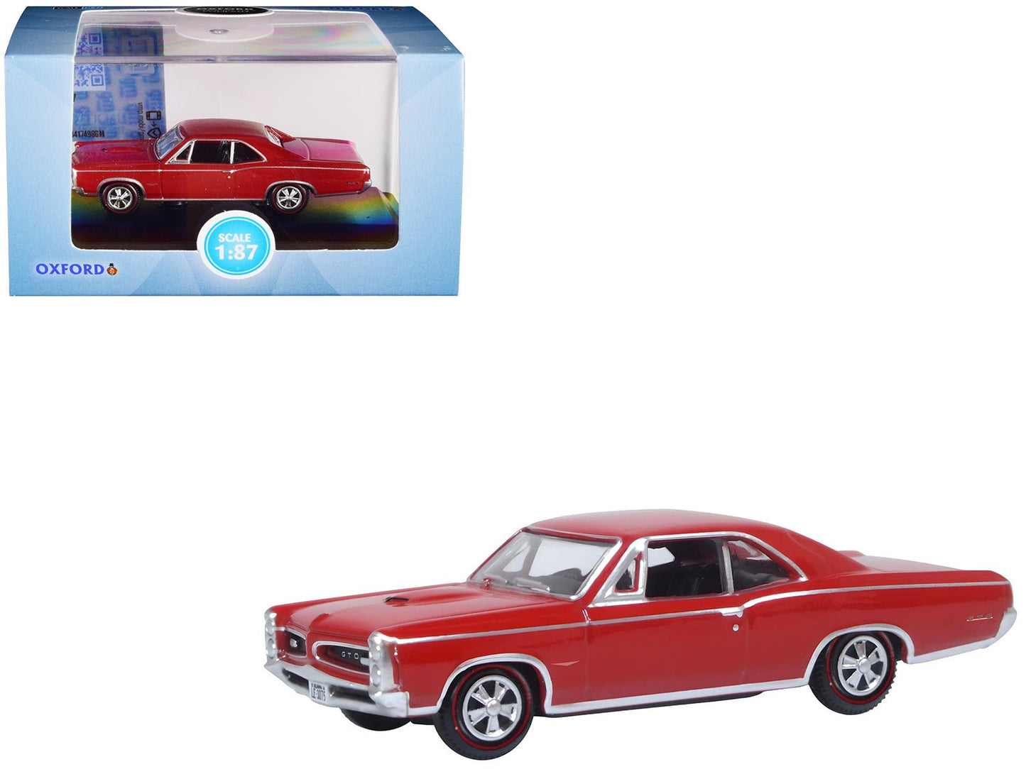 1966 Pontiac GTO Montero Red 1/87 (HO) Scale Diecast Model Car by Oxford Diecast  free shipping USA