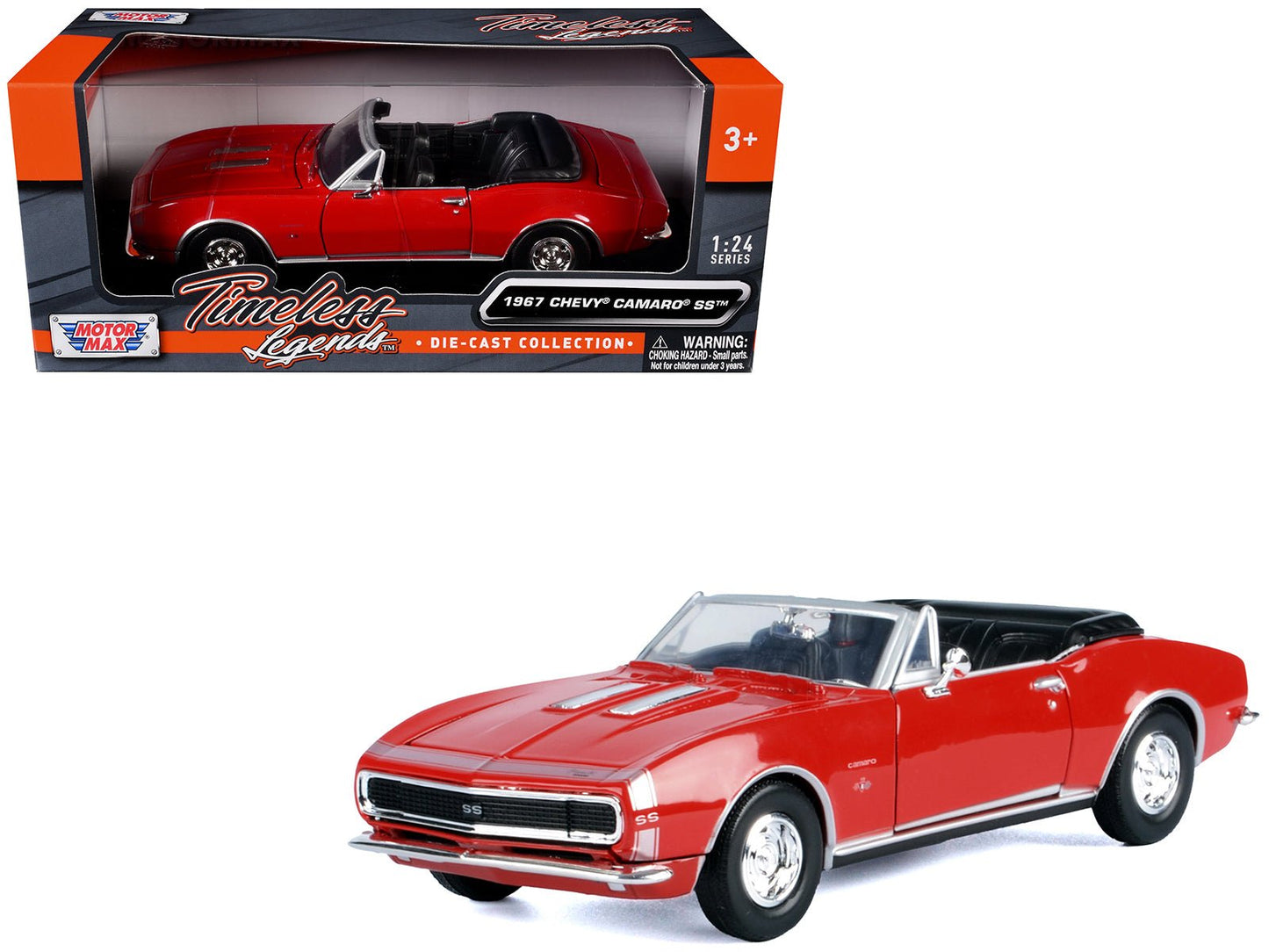 1967 Chevrolet Camaro SS Convertible Burgundy 1/24 Diecast Model Car by Motormax  free shipping USA