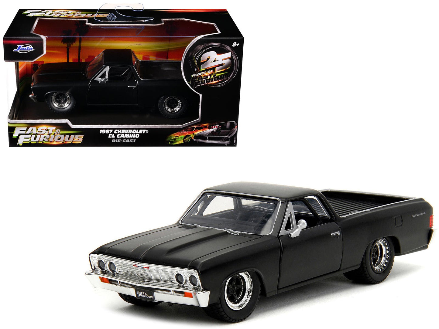 1967 Chevrolet El Camino Matt Black "Fast & Furious" Series 1/32 Diecast Model Car by Jada  free shipping USA