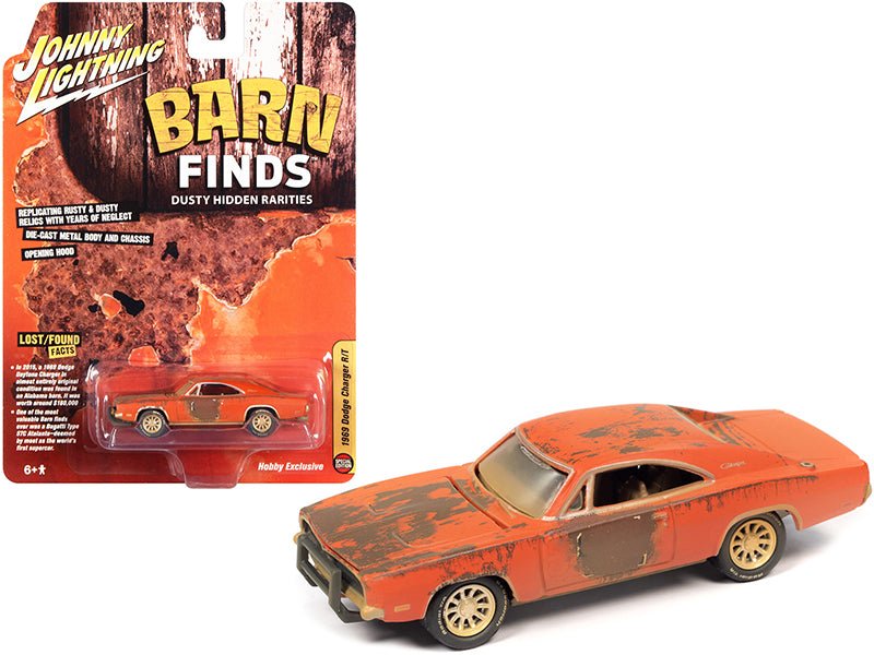 1969 Dodge Charger R/T Orange (Unrestored) "Barn Finds" 1/64 Diecast Model Car by Johnny Lightning  free shipping USA
