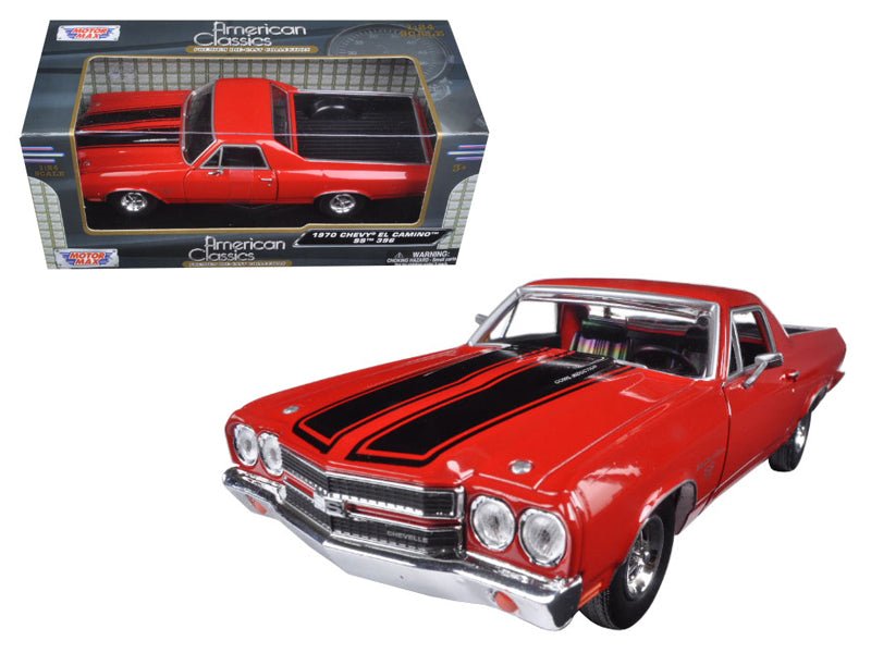 1970 Chevrolet El Camino SS 396 Red with Black Stripes 1/24 Diecast Model Car by Motormax  free shipping USA