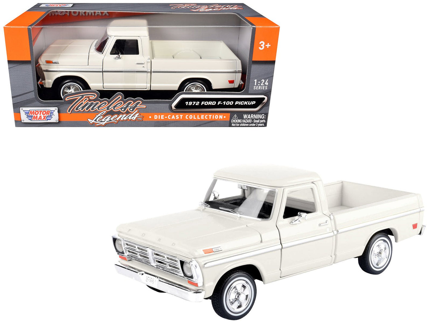 1972 Ford F-100 Pickup Truck Cream "Timeless Legends" Series 1/24 Diecast Model Car by Motormax  free shipping USA