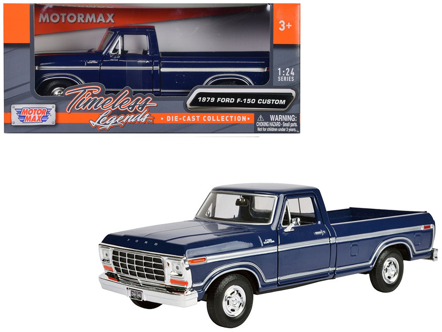 1979 Ford F-150 Pickup Truck Dark Blue 1/24 Diecast Model Car by Motormax  free shipping USA