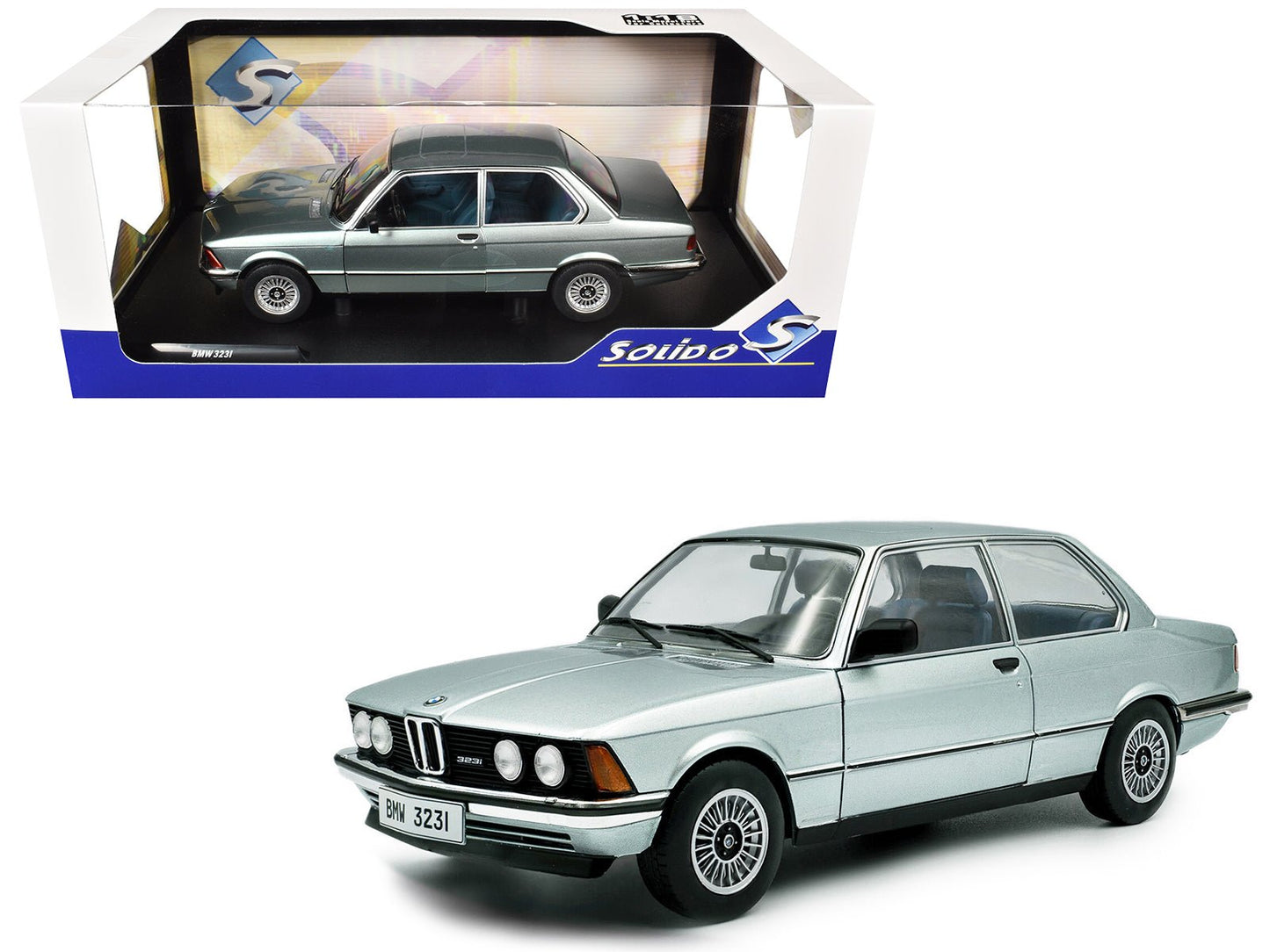1980 BMW 323i Sapphire Blue Metallic 1/18 Diecast Model Car by Solido  free shipping USA