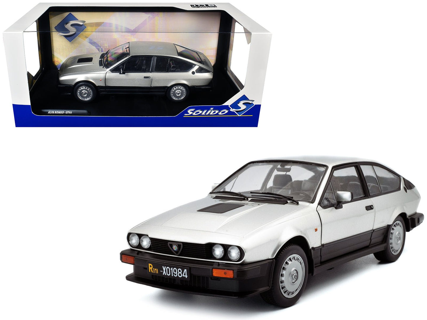 1984 Alfa Romeo GTV6 Silver Metallic 1/18 Diecast Model Car by Solido  free shipping USA