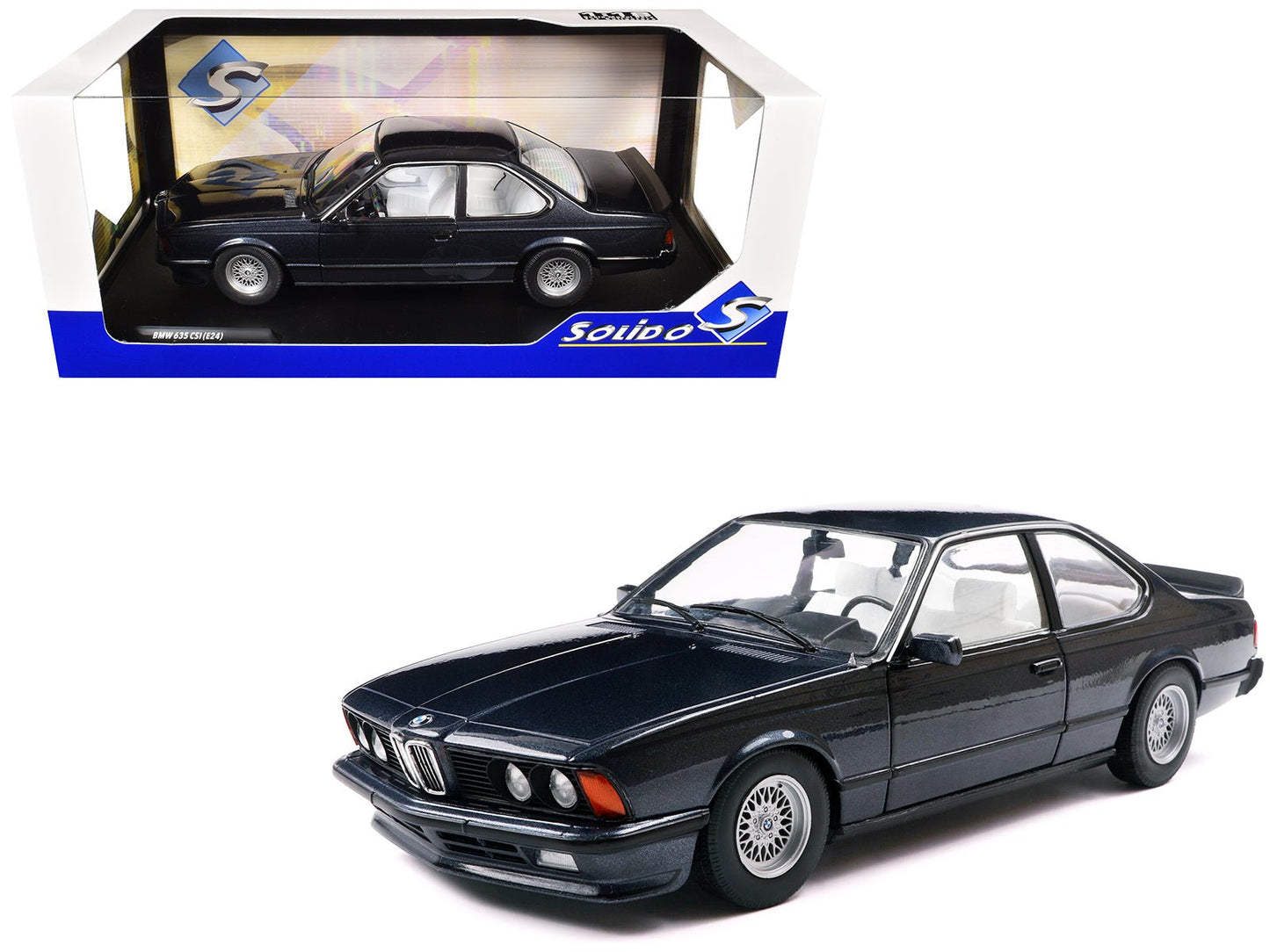 1984 BMW 635 CSI (E24) Macau Blue Metallic 1/18 Diecast Model Car by Solido  free shipping USA