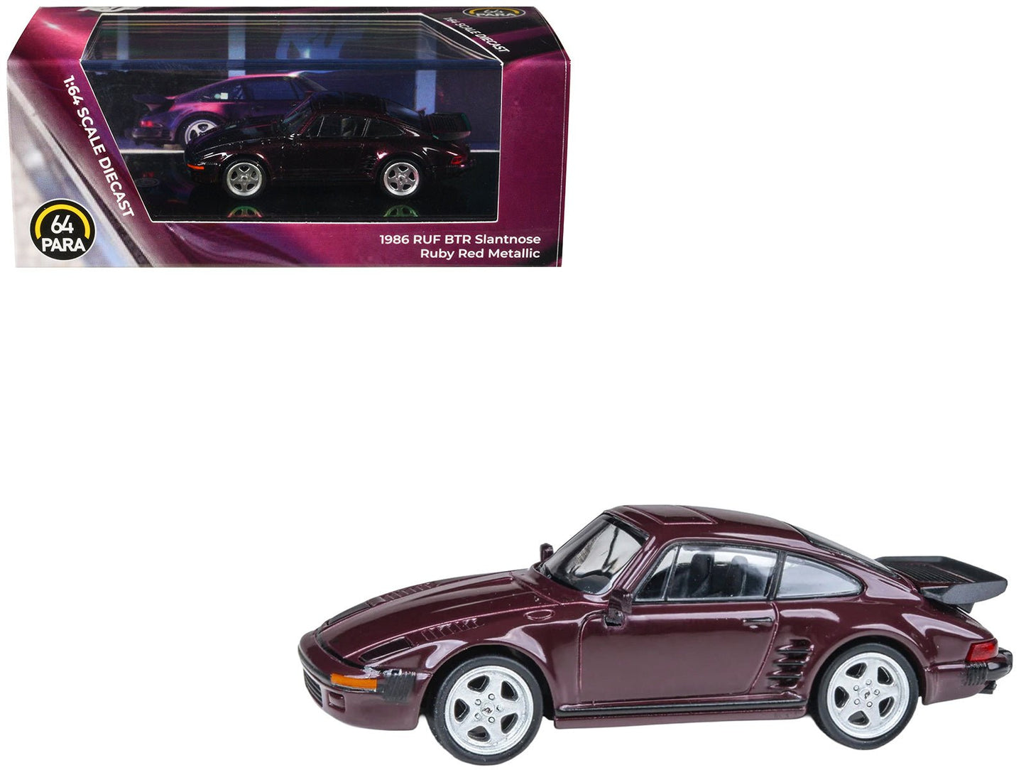 1986 RUF BTR Slantnose Ruby Red Metallic 1/64 Diecast Model Car by Paragon Models  free shipping USA