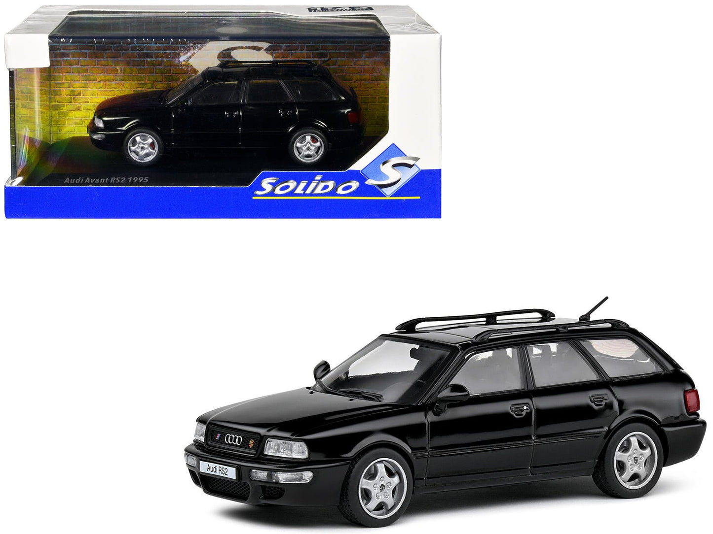 1995 Audi Avant RS2 Brilliant Black with Roofrack 1/43 Diecast Model Car by Solido  free shipping USA