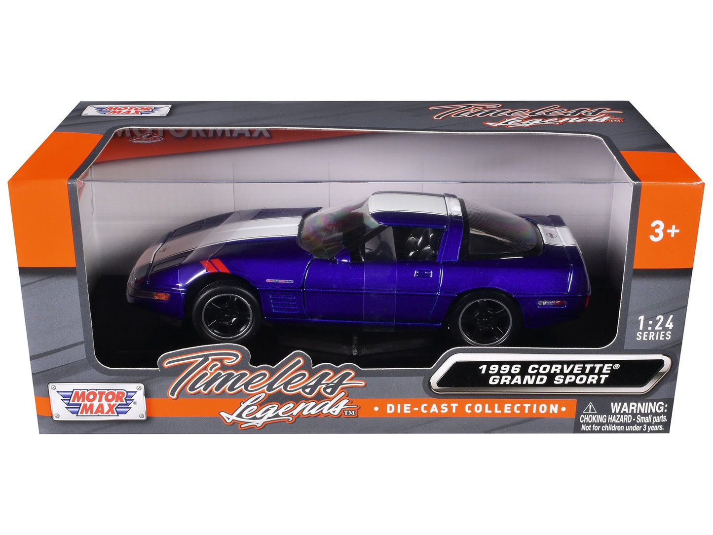 1996 Chevrolet Corvette Grand Sport Blue Metallic with White Stripes "Timeless Legends" Series 1/24 Diecast Model Car by Motormax  free shipping USA