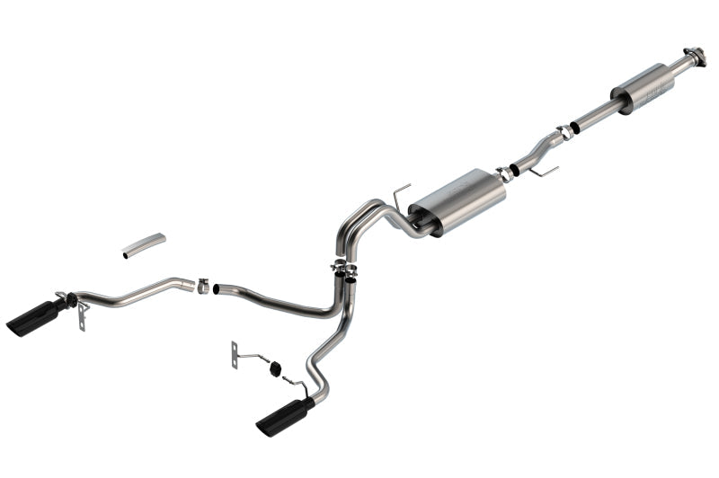 Borla F-150 2021 2.7L/3.5L 4dr CC SB EC STB Lar/KingR/Plnm/LTD 3/2.25 SRE CB Touring BLK CHR Tips 140862BC