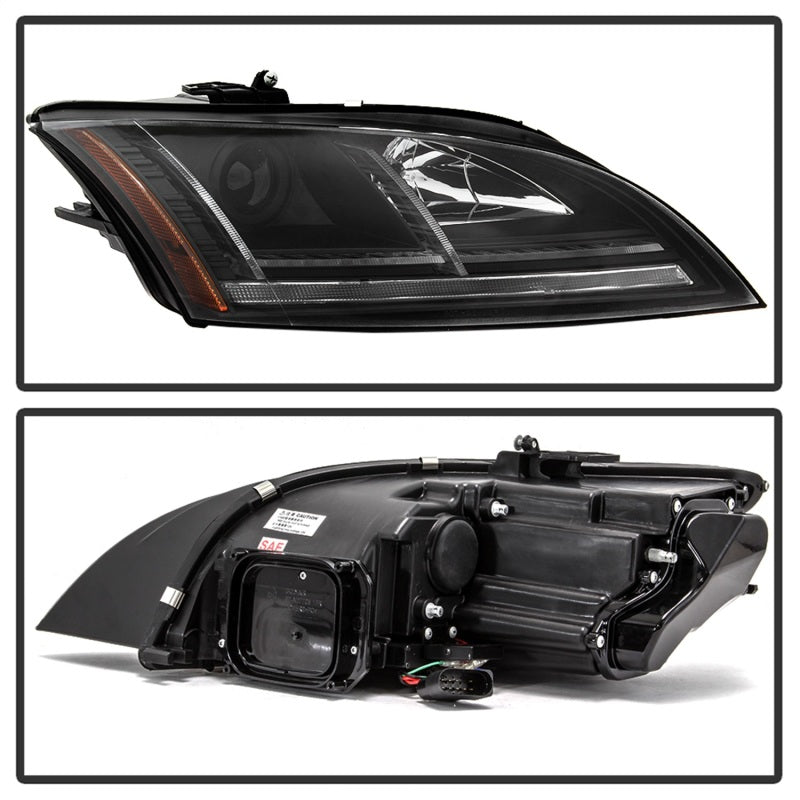 Spyder 08-15 Audi TT Halogen Projector Headlights w/Seq Turn Signal - Black (PRO-YD-ATT08-BK) 5085535
