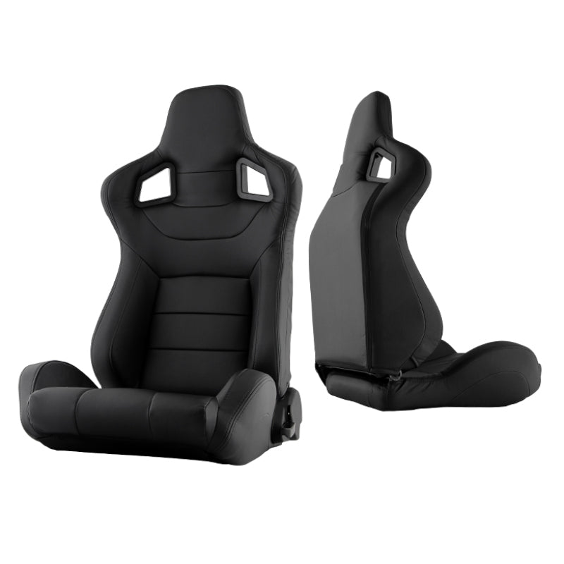SPYDER Xtune Scs Style Racing Seat Pu (Double Slider) Black/Black Driver Side RST-SCS-01-BK-DR 9933851
