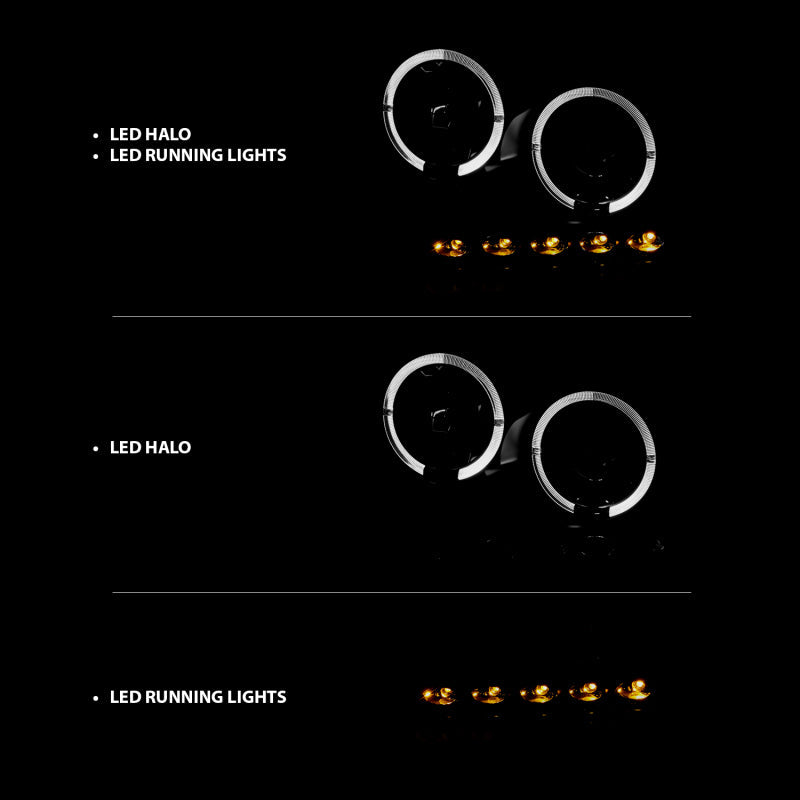 Anzo 2004-2008 Ford F-150 Projector Headlights w/ Halo and LED Black G2