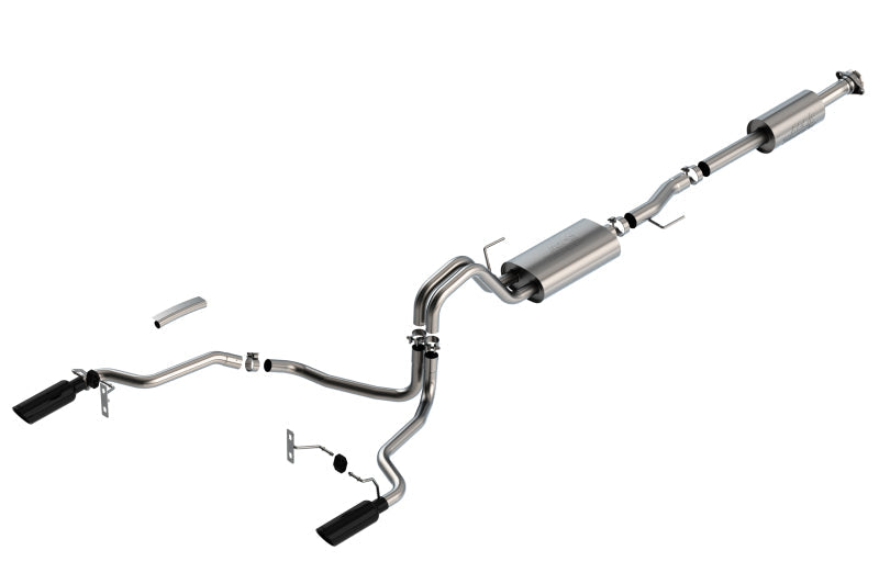 Borla F-150 2021 5.0L 4dr CC SB EC STB Lariat/KR/Pltm/LTD 3/2.25 SRE Cat-Back Touring Black CHR Tips 140865BC