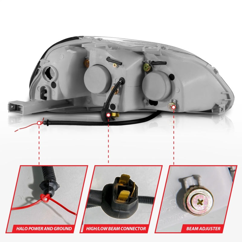 Anzo 1996-1998 Honda Civic Projector Headlights w/ Halo Black