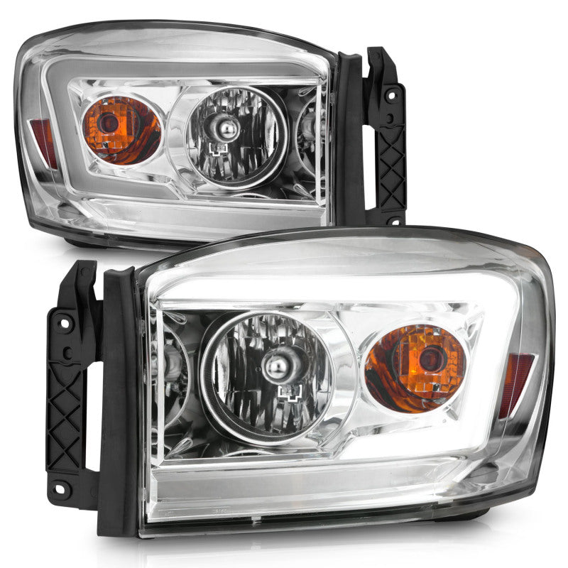 Anzo 06-09 Dodge RAM 1500/2500/3500 Headlights Chrome Housing/Clear Lens (w/ Light Bars) 111525
