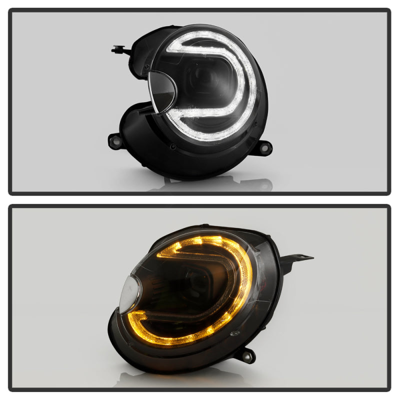 Spyder Mini Cooper 07-12 V2 Halogen Model Only Projector Headlights - Black PRO-YD-MC07V2SI-SBLB-BK 5088215