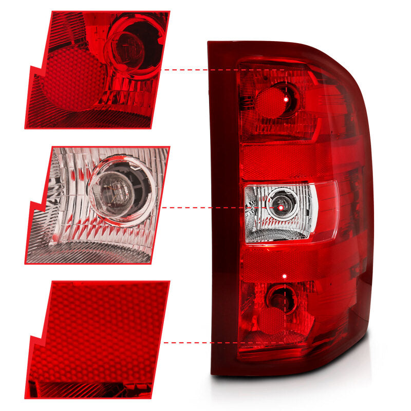 ANZO 2007-2013 Chevy Silverado Taillight Red/Clear Lens (OE Replacement) 311303