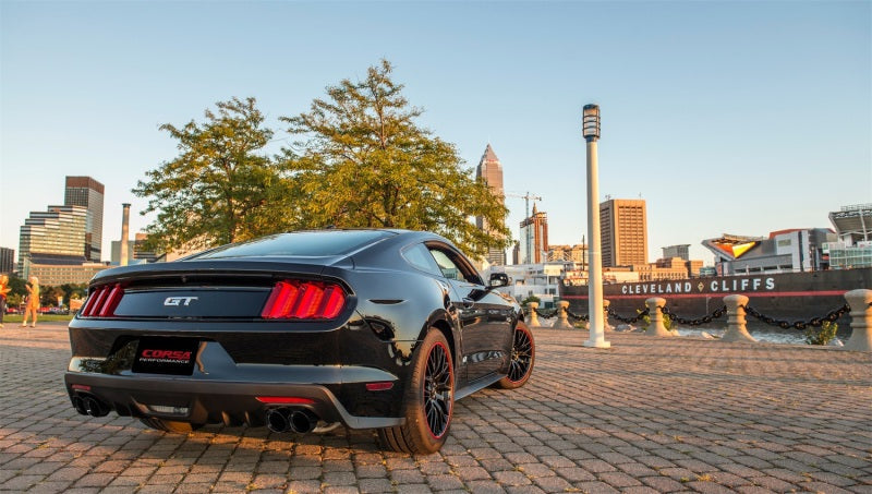 Corsa Performance 15-16 Ford Mustang GT 5.0 3in Cat Back Exhaust Black Quad Tips (Sport)