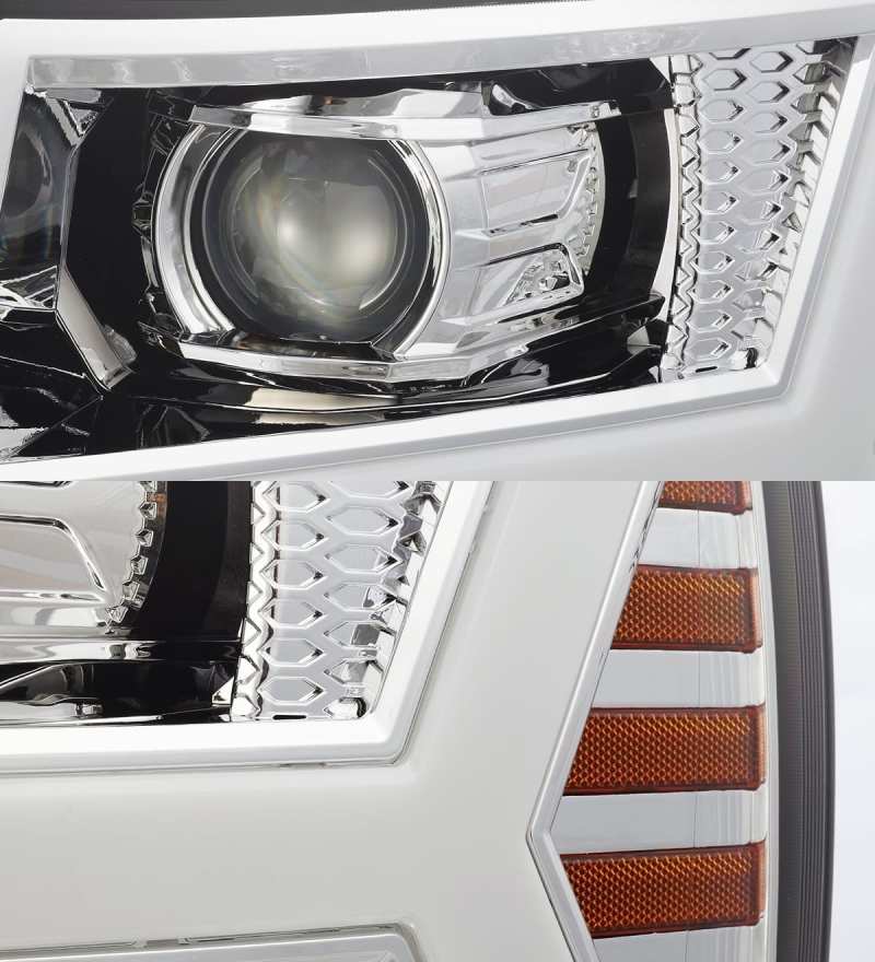 AlphaRex 07-13 Chevy 1500 LUXX LED Proj Headlights Plank Design Chrome w/ Activ Light/Seq Signal/DRL 880222 *Discontinued
