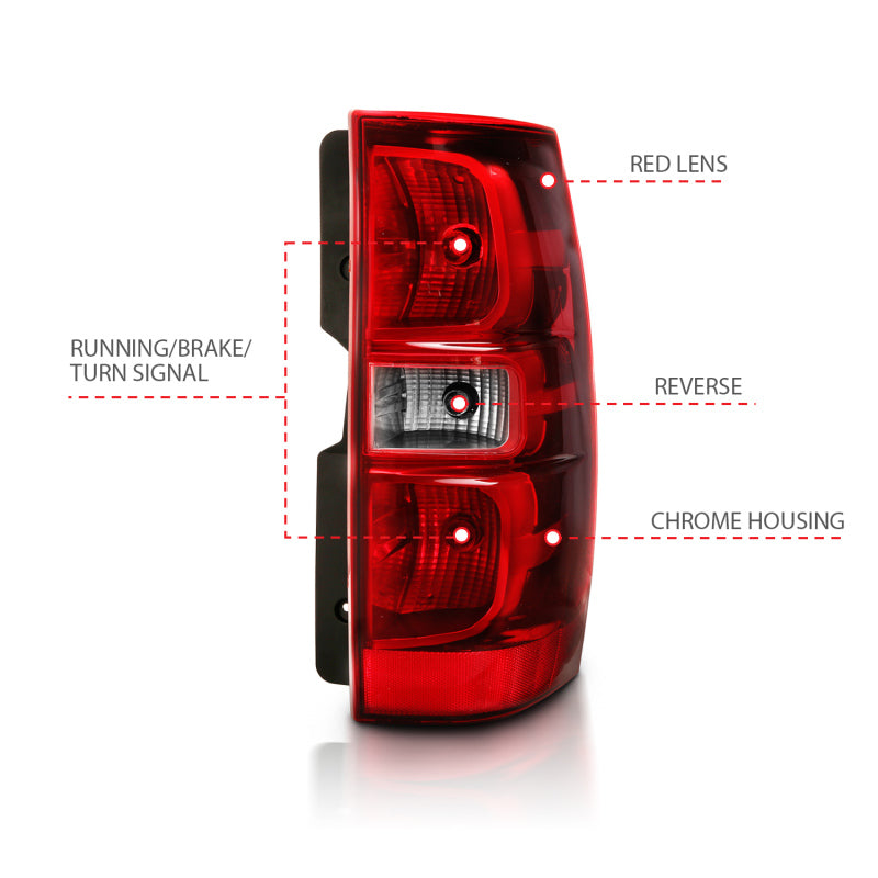 ANZO 2007-2014 Chevy Tahoe Taillight Red/Clear Lens (OE Replacement) 311304