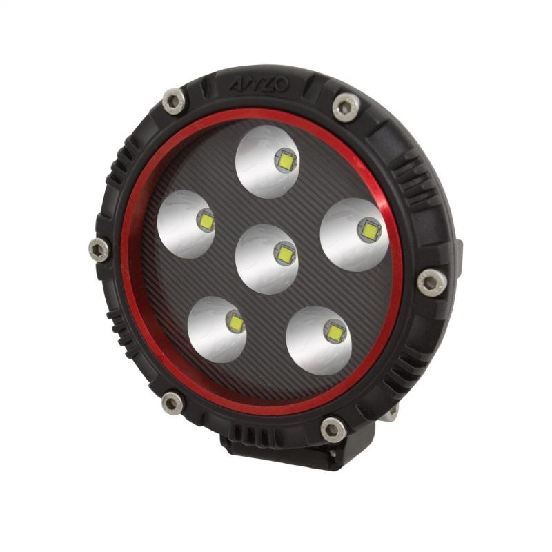 ANZO Universal 4in Round White LED Light w/ Red Bezel 861180