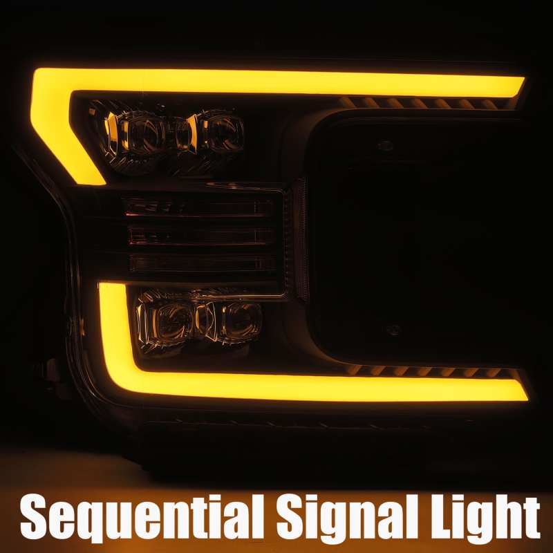 AlphaRex 18-19 Ford F-150 NOVA LED Projector Headlights Plank Style Chrome w/ActivLight/Seq Signal 880181 *Discontinued