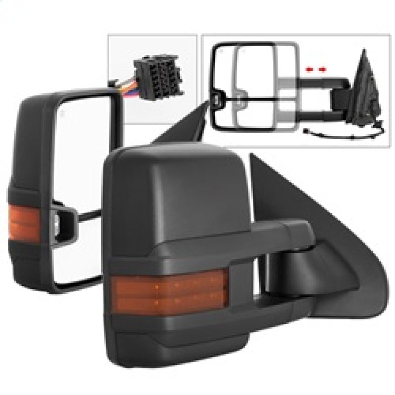 SPYDER xTune Chevy Silverado 14-16 Heated Amber LED Signal Telescoping Mirrors MIR-CSIL14S-G2-PWH-AM-SET 9936708