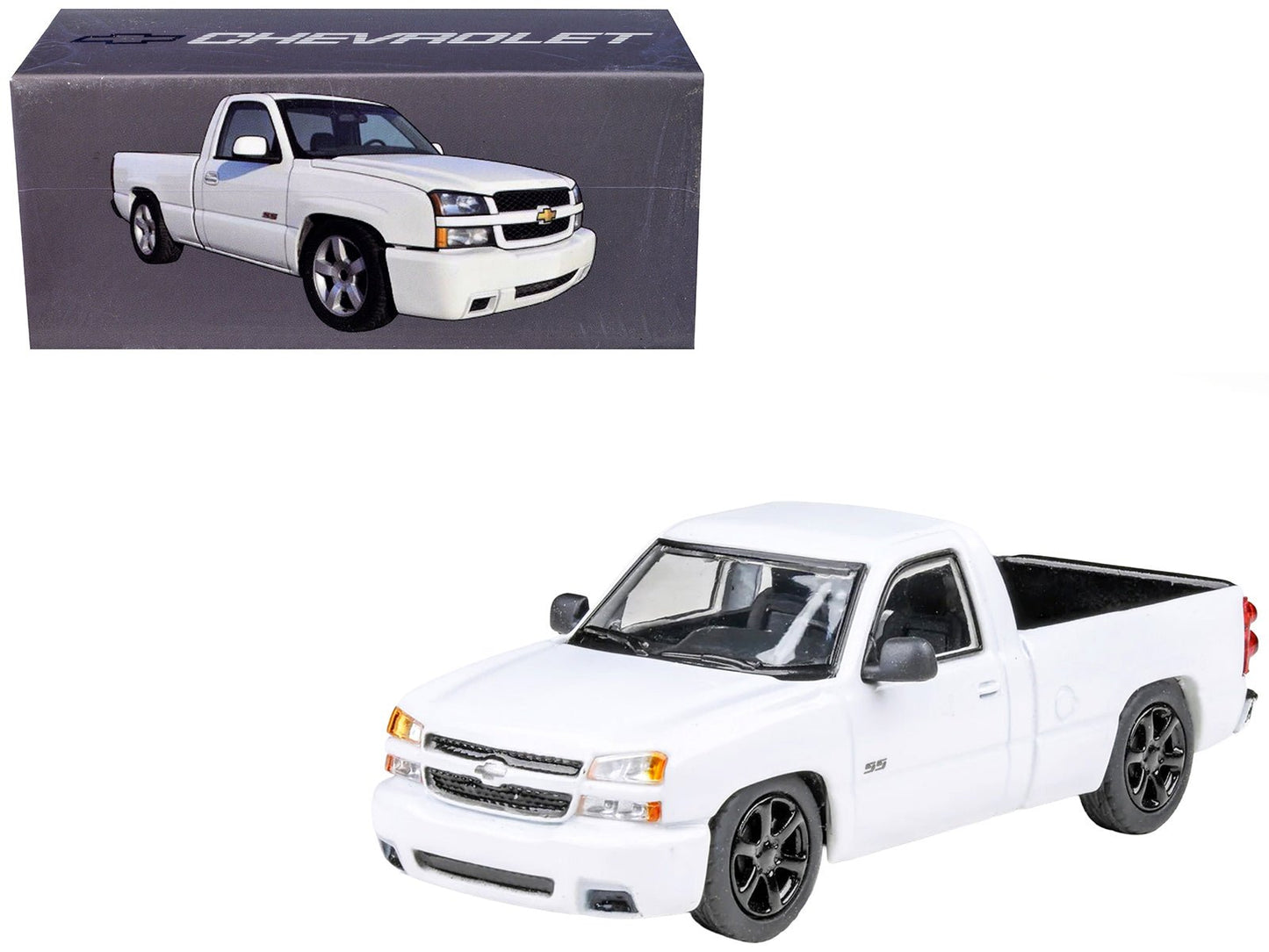 2006 Chevrolet Silverado 'Cateye' Pickup Truck Summit White 1/64 Diecast Model Car by Paragon Models  free shipping USA