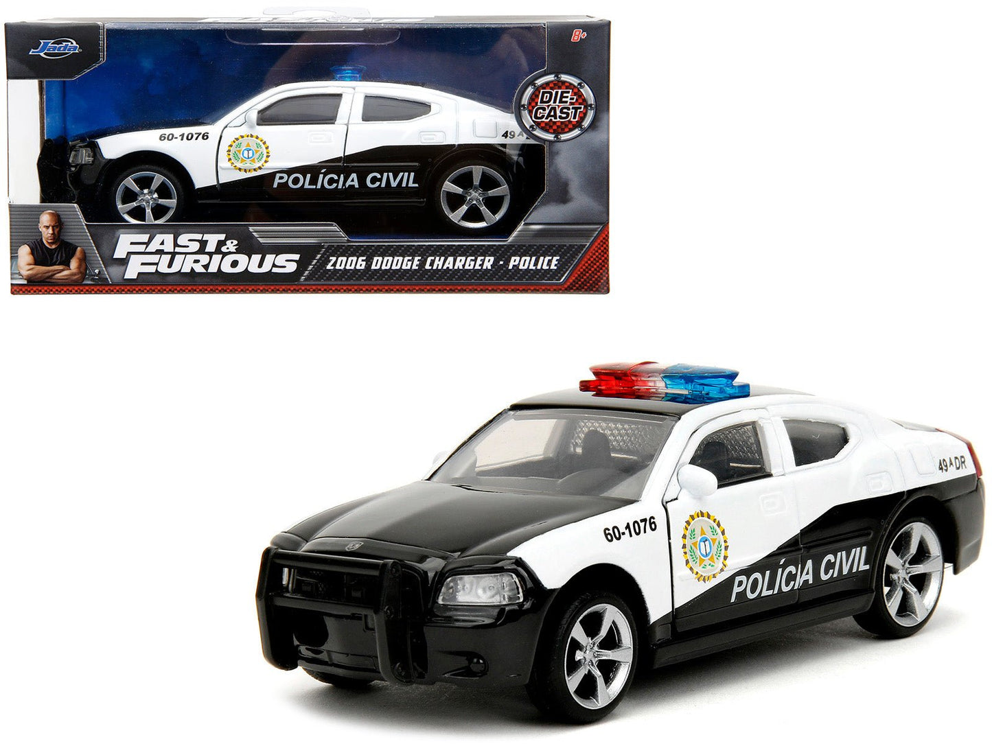 2006 Dodge Charger Police Black and White "Policia Civil" "Fast & Furious" Series 1/32 Diecast Model Car by Jada  free shipping USA