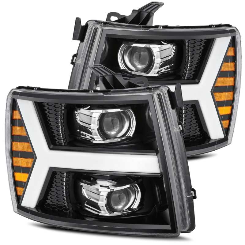 AlphaRex 07-13 Chevy 1500HD PRO-Series Proj Headlight Plank Style Gloss Blk w/Activ Light/Seq Signal 880206 *Discontinued