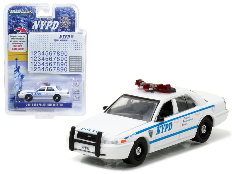 2011 Ford Crown Victoria Police New York Police Department (NYPD) with NYPD Squad Number Decal Sheet Hobby Exclusive 1/64 Diecast Model Car by Greenlight  free shipping USA