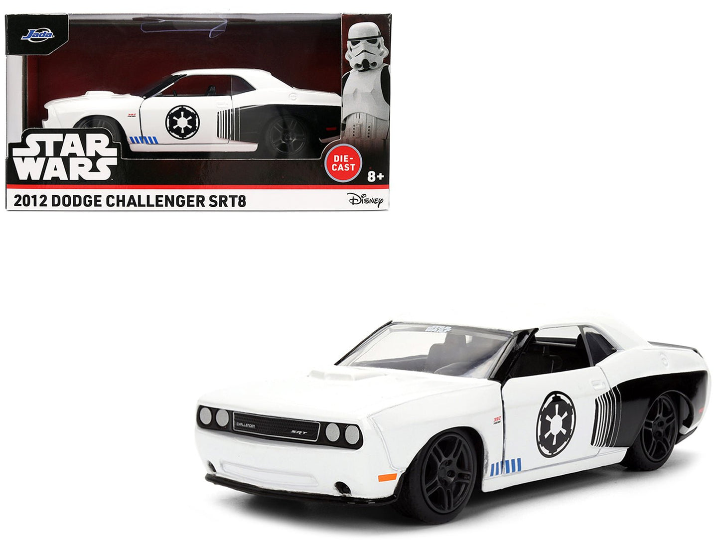 2012 Dodge Challenger SRT8 "Stormtrooper" Livery White with Graphics "Star Wars" Franchise "Hollywood Rides" Series 1/32 Diecast Model Car by Jada  free shipping USA