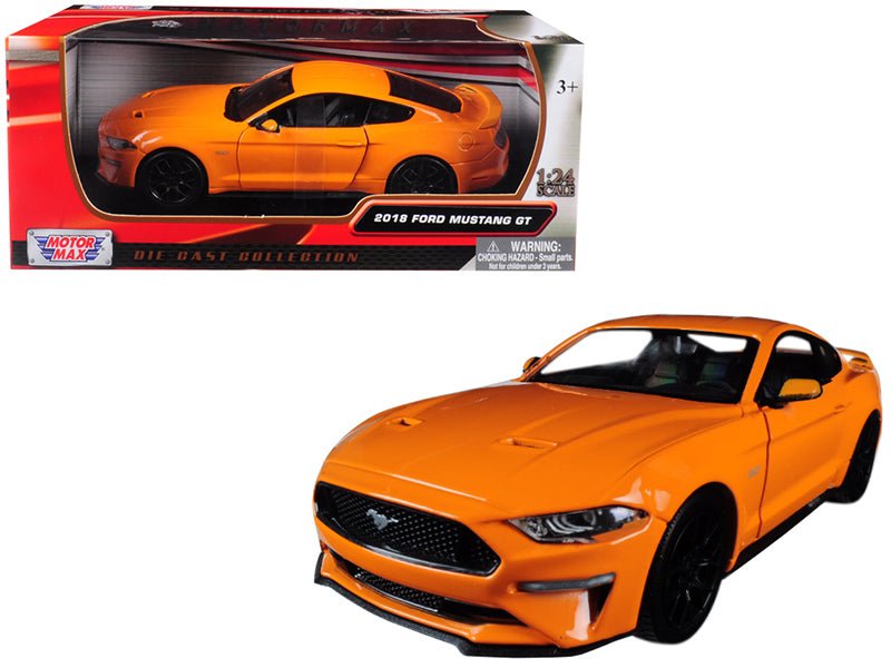 2018 Ford Mustang GT 5.0 Orange with Black Wheels 1/24 Diecast Model Car by Motormax  free shipping USA