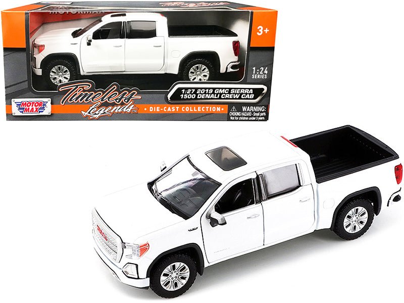 2019 GMC Sierra 1500 Denali Crew Cab Pickup Truck with Sunroof White "Timeless Legends" Series 1/24-1/27 Diecast Model Car by Motormax  free shipping USA