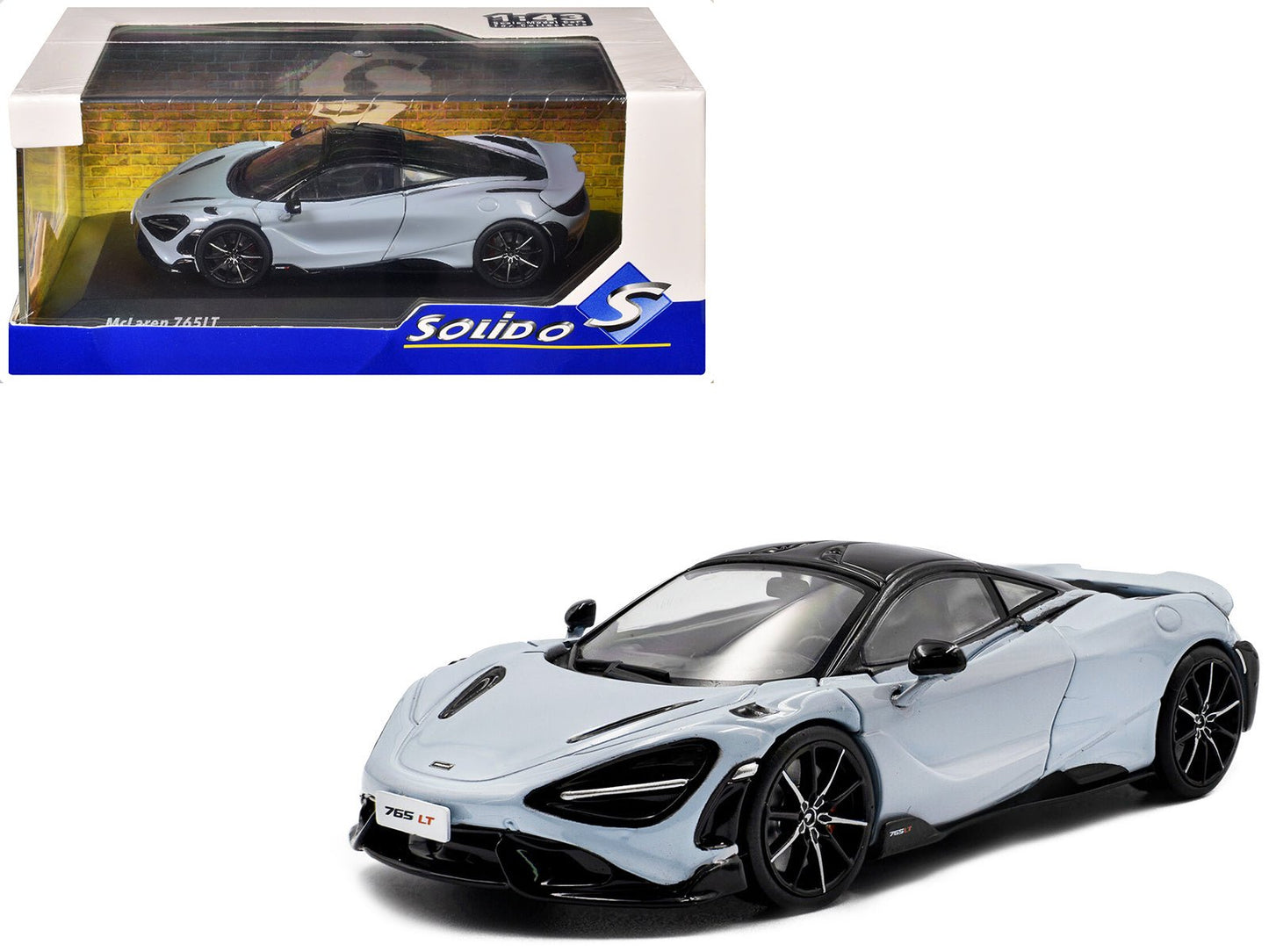2020 McLaren 765LT Ceramic Gray with Black Top 1/43 Diecast Model Car by Solido  free shipping USA