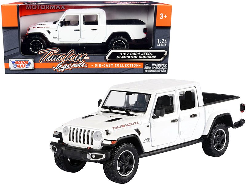 2021 Jeep Gladiator Rubicon (Closed Top) Pickup Truck White 1/24-1/27 Diecast Model Car by Motormax  free shipping USA