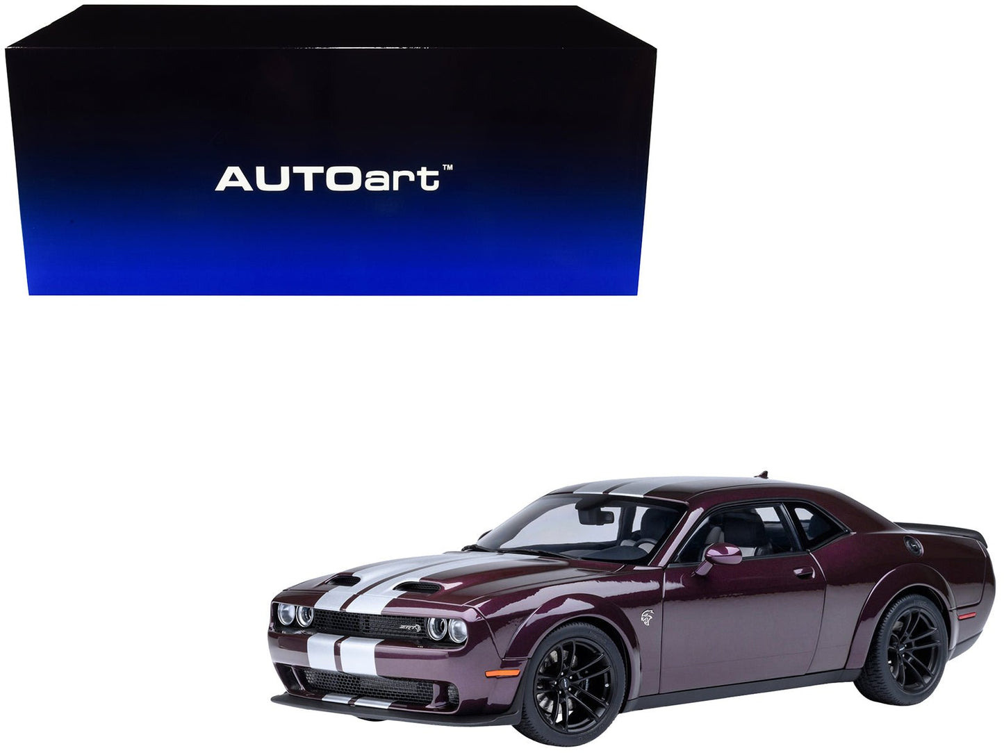 2022 Dodge Challenger SRT Jailbreak Hellraisin Purple with White Stripes 1/18 Model Car by Autoart  free shipping USA