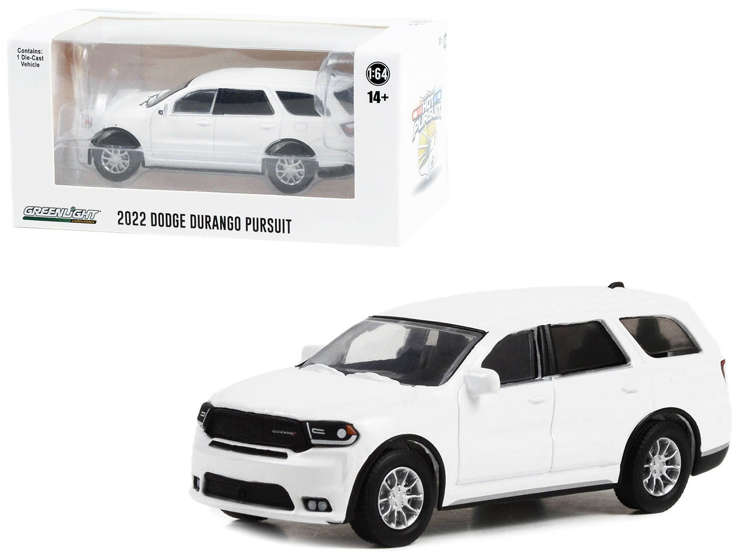 2022 Dodge Durango Pursuit Police Car White "Hot Pursuit" "Hobby Exclusive" Series 1/64 Diecast Model Car by Greenlight  free shipping USA